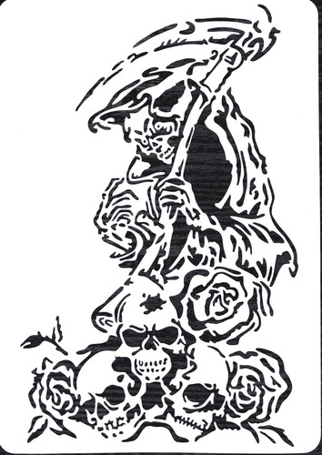 Pochoir tête mort - tête, de